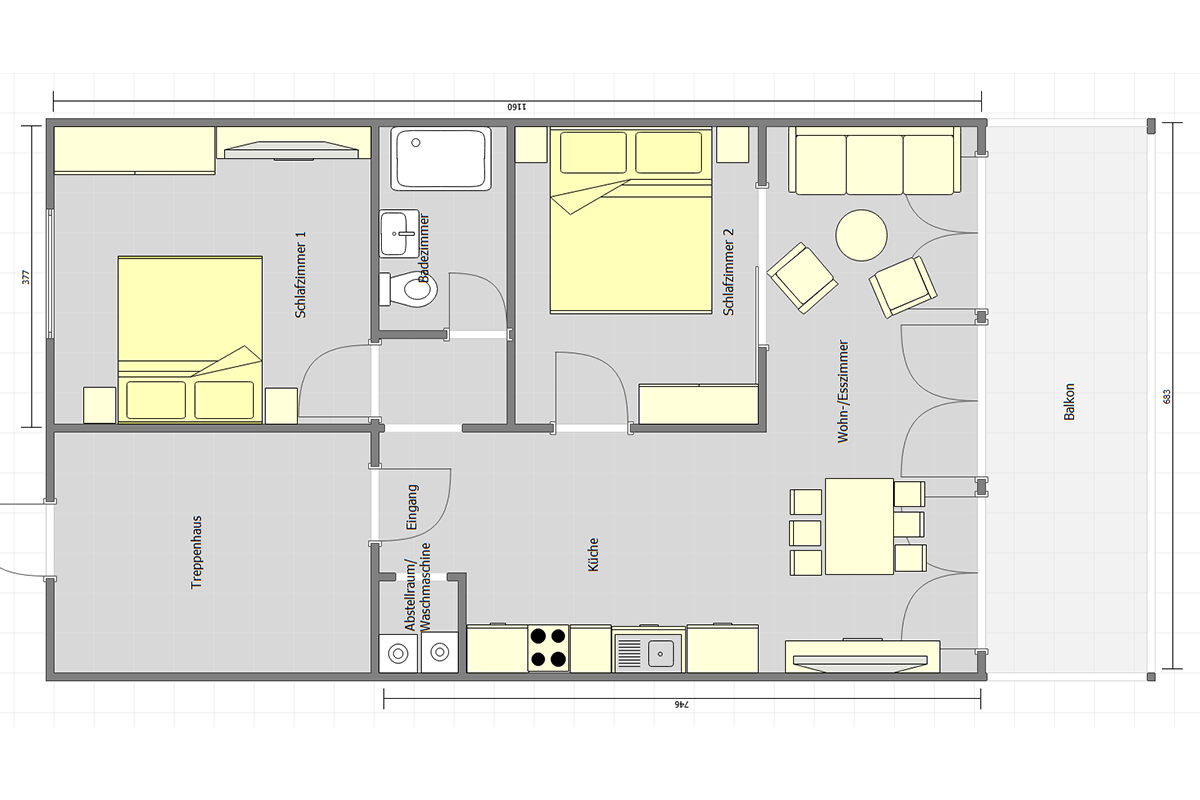 Grundriss der Ferienwohnung in Trier - Übernachten Sie in unseren gemütlichen Apartments & Studios mitten in Trier