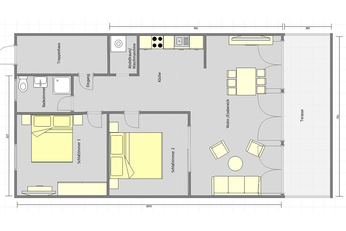 Grundriss der Ferienwohnung in Trier - Übernachten Sie in unseren gemütlichen Apartments & Studios mitten in Trier