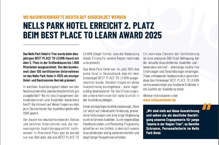 Arbeiten im Nells Park Hotel in Trier